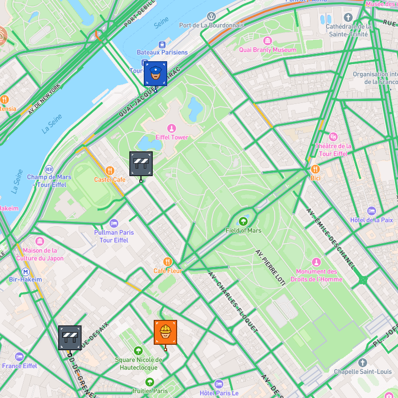 Compass view — codriver app on a Tesla screen