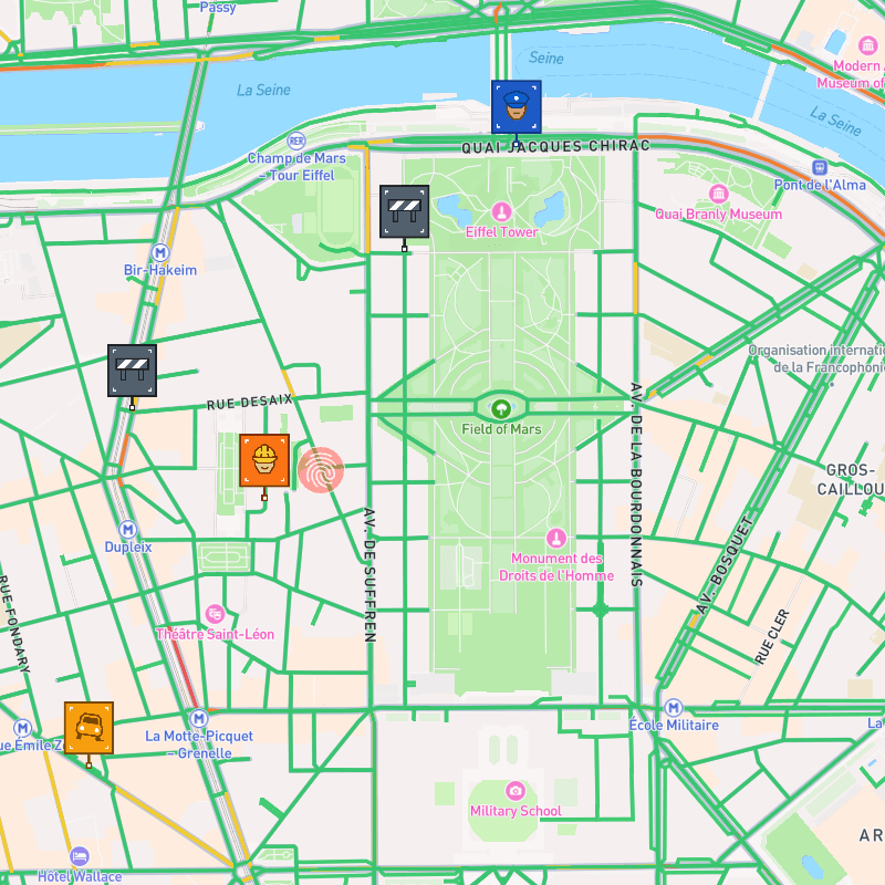 Track view — codriver app on a Tesla screen
